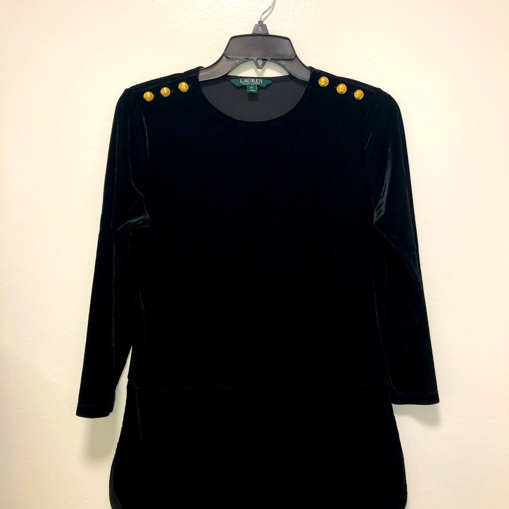 Ralph Lauren velvet top, black, M, tunic length